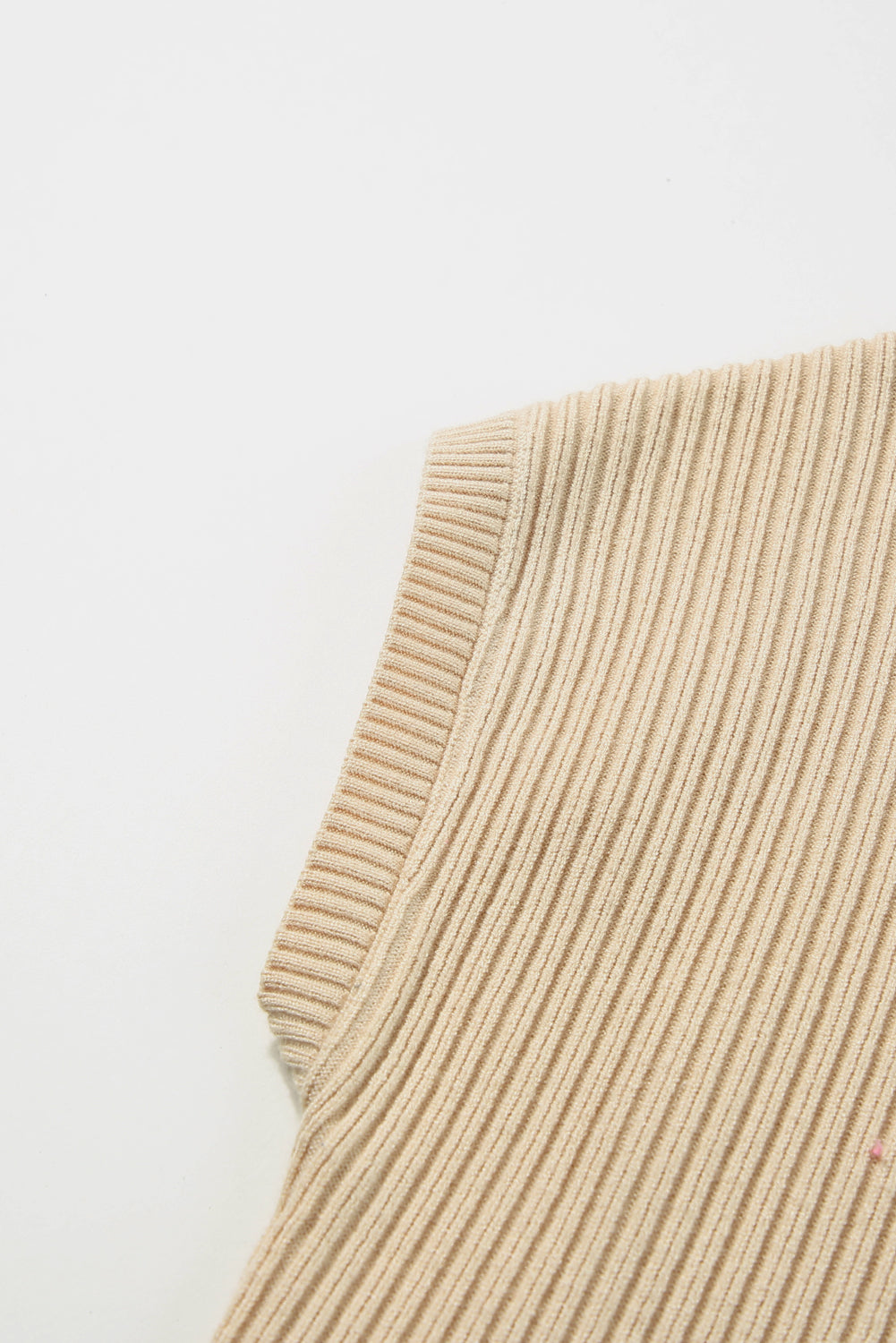 Oatmeal Patch Pocket Ribbed Knit Short Sleeve Turtleneck Sweater