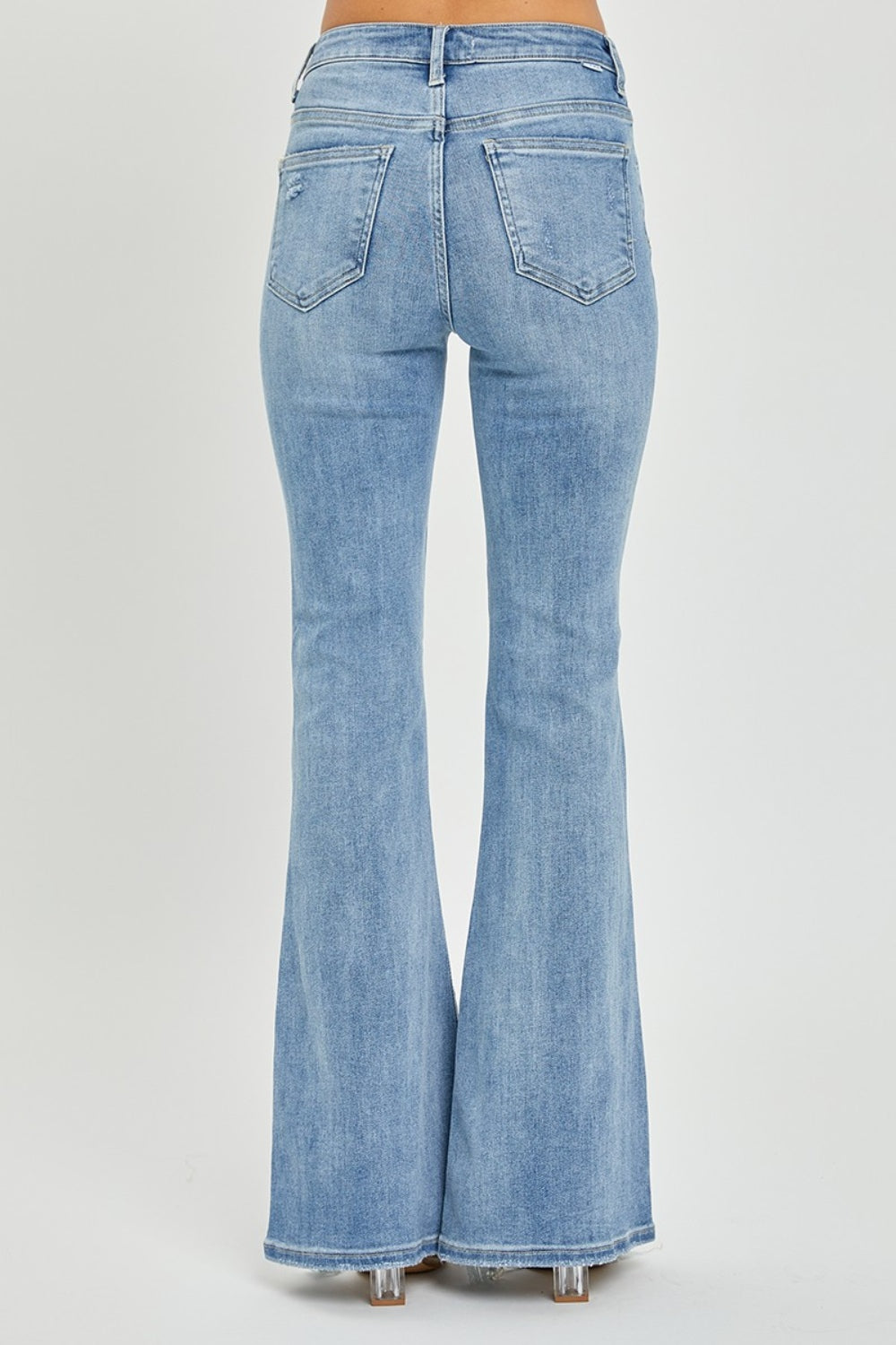 High Waisted Frayed Hem Flare Jeans