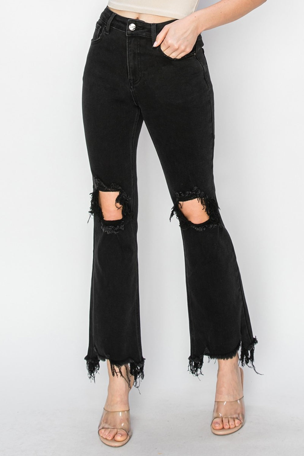 Womens Black distressed jeans