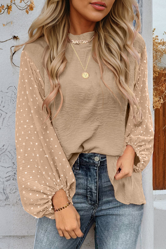 Parchment Balloon Sleeve Loose Blouse